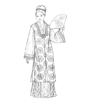 A coloring page of chinese clothing